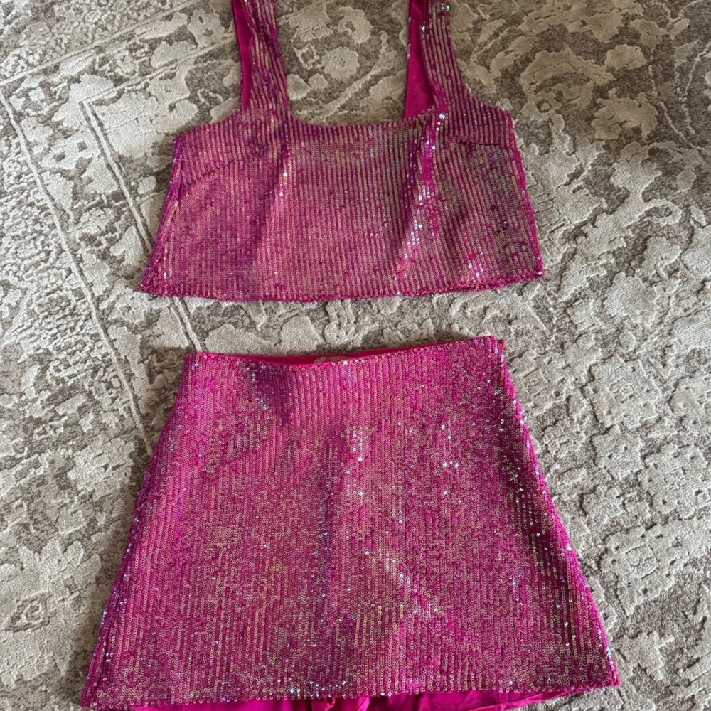 Show Me Your MuMu Pink Sequin Crop Top